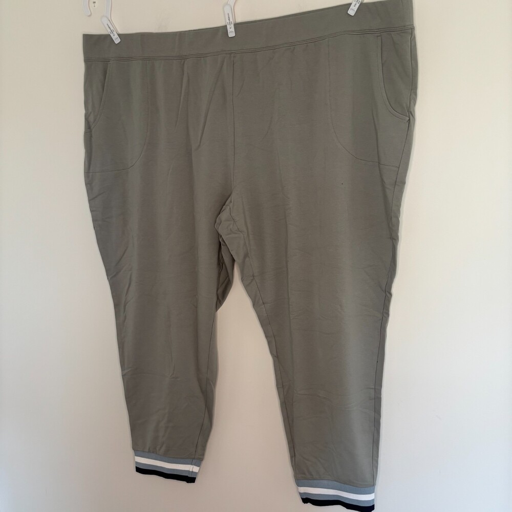 Sport Savvy NEW French Terry Jogger with Stripe Cuff Hem Womens 4X Petite Gray - Picture 4 of 10